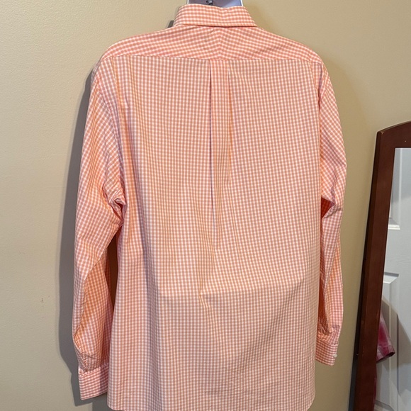 Lands' End Men's Peach Checkered Button Down Shirt - Picture 7 of 10
